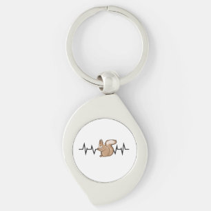 Squirrel Heartbat Squirrel Älskare Swirl Silverfärgad Nyckelring