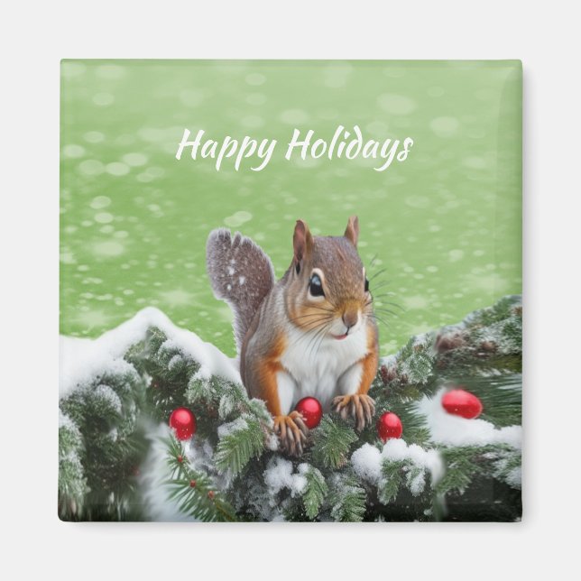 Squirrel Helgdag jul Magnet (Framsidan)
