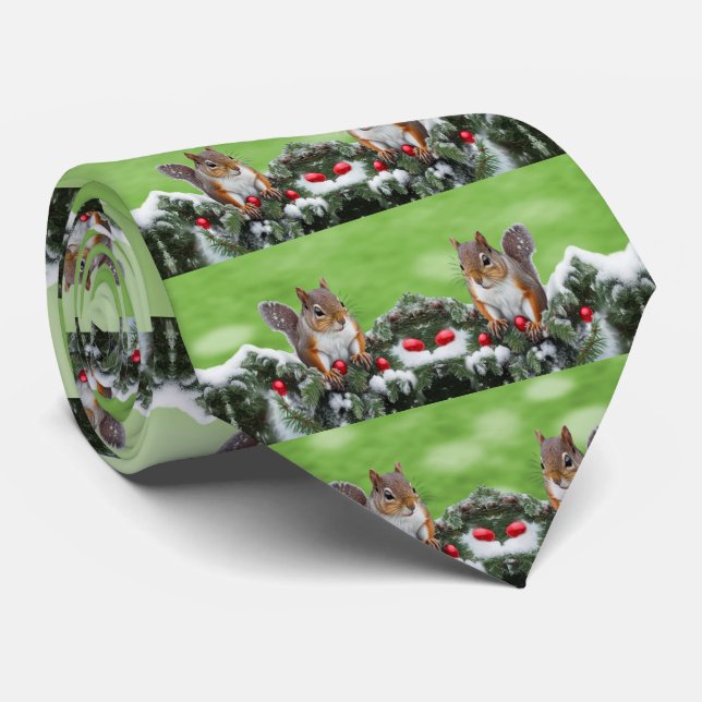 Squirrel Helgdag jul Neck Tie Slips (Rullad)