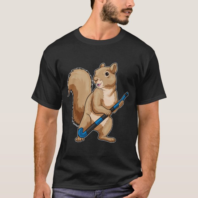 Squirrel Hockey Hockey stick T Shirt (Framsida)