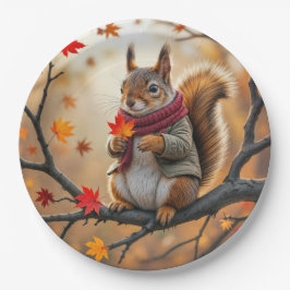 Squirrel Holding an Autumn Maple Löv