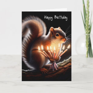 Squirrel Holding Birthday Candles Kort