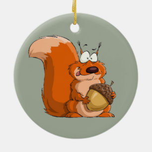 SQUIRREL HOLING ACORN JULGRANSPRYDNAD KERAMIK