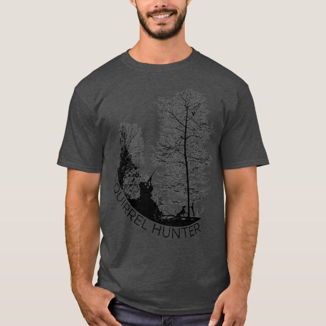 Squirrel Hunter Feist och Cur Hunting Hundar T Shirt (Framsida)