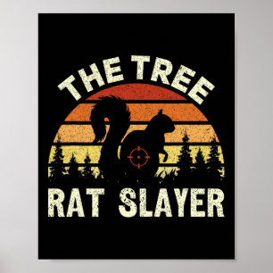 Squirrel Hunter Träd Råtta Sayer Retro Squirrel Poster