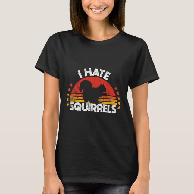 Squirrel Hunting I Hate Squirrel Hunter Retro Desi T Shirt (Framsida)