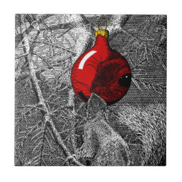 Squirrel in Christmas Tree Kakelplatta