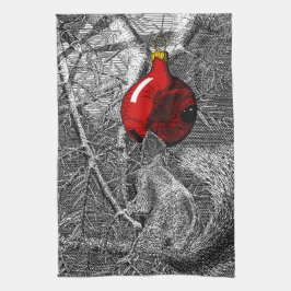 Squirrel in Christmas Tree Kökshandduk