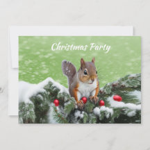 Squirrel-inbjudan till jul-Helgdag i Party