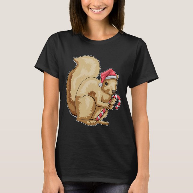 Squirrel jul Candy cane T Shirt (Framsida)