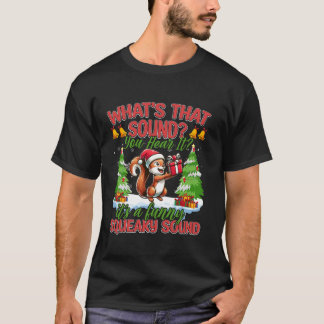 Squirrel jul Funny Santa Hat Träd Snöflingor T Shirt