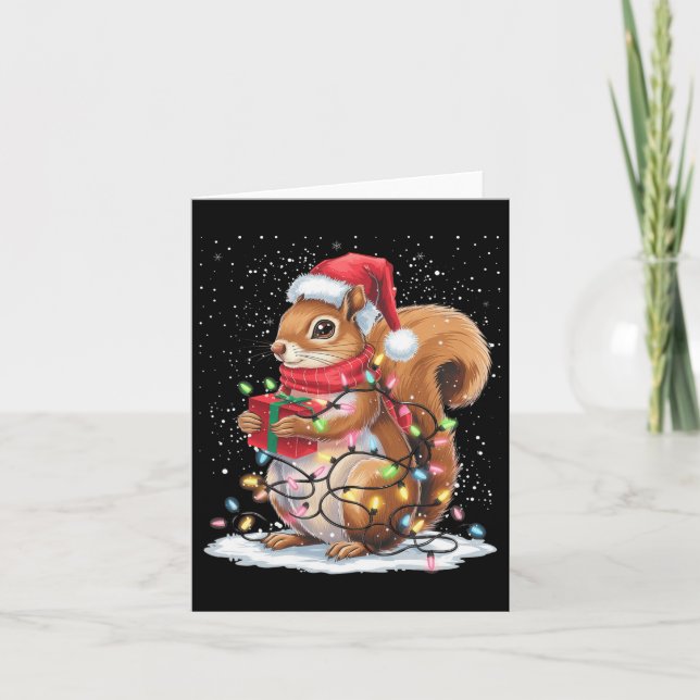 Squirrel jul Ljus Decor Funny Squirrel Xma Kort (Framsida)