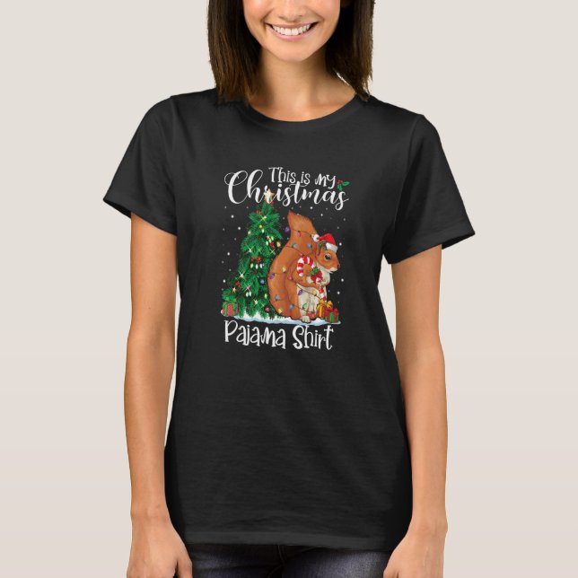 Squirrel jul Ljus Pajama Squirrel Julafton T Shirt (Framsida)