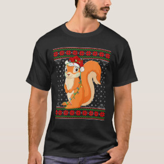 Squirrel jul Ljus Ugly Sweater Santa Squir T Shirt