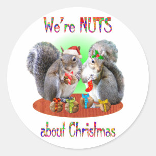 Squirrel jul Nöt Runt Klistermärke