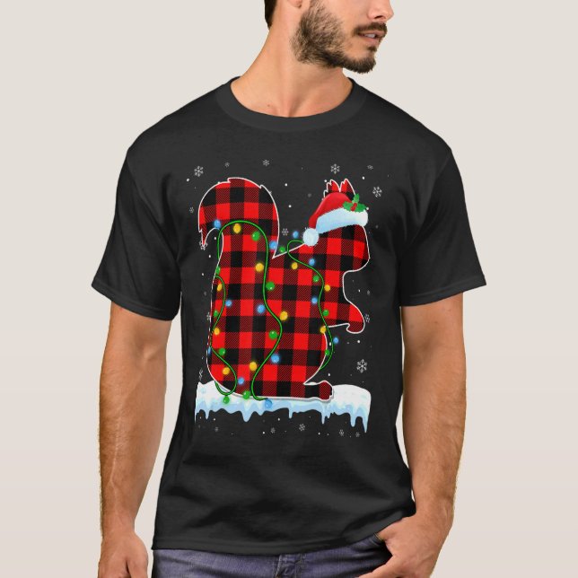 Squirrel jul Santa Hat Cute Animals Julafton Li T Shirt (Framsida)