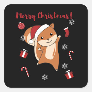 Squirrel jul Winter Animals Fyrkantigt Klistermärke