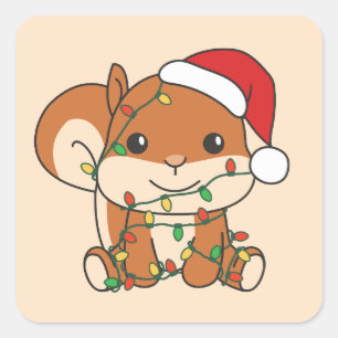 Squirrel jul Winter Animals Helgdag Squirrel Fyrkantigt Klistermärke