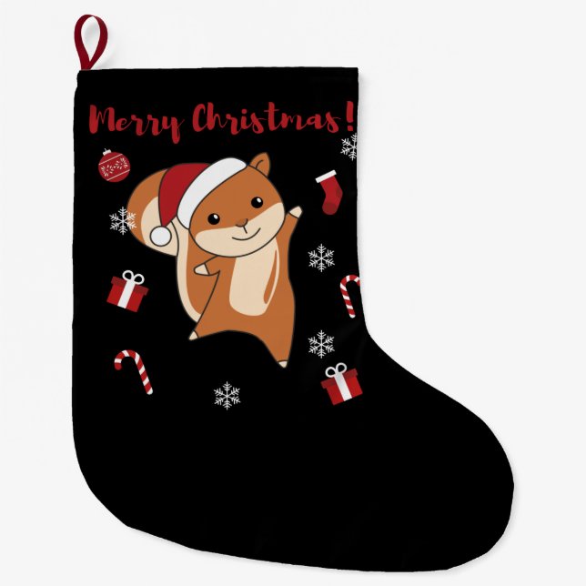Squirrel jul Winter Animals Stor Julstrumpa (Framsidan)