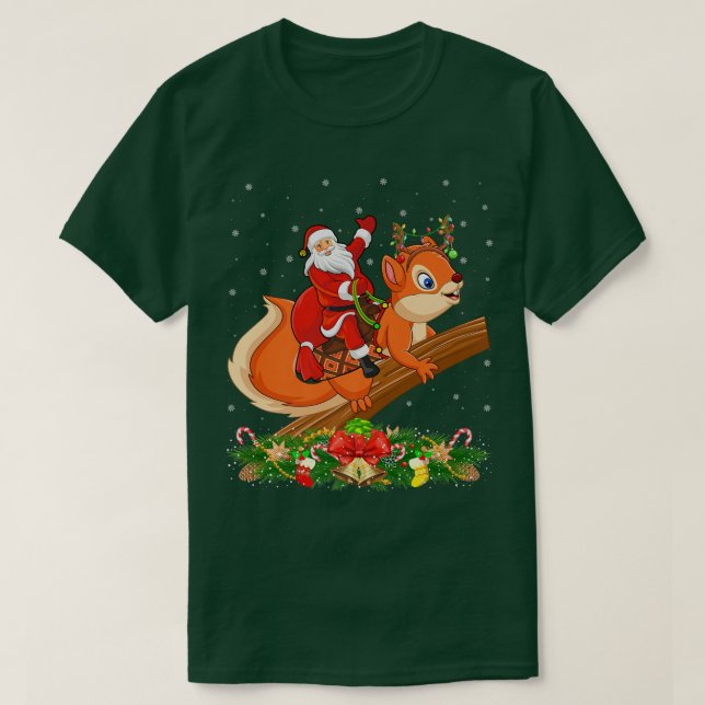 Squirrel Julafton Matching Funny Santa Riding Squi T Shirt (Design framsida)