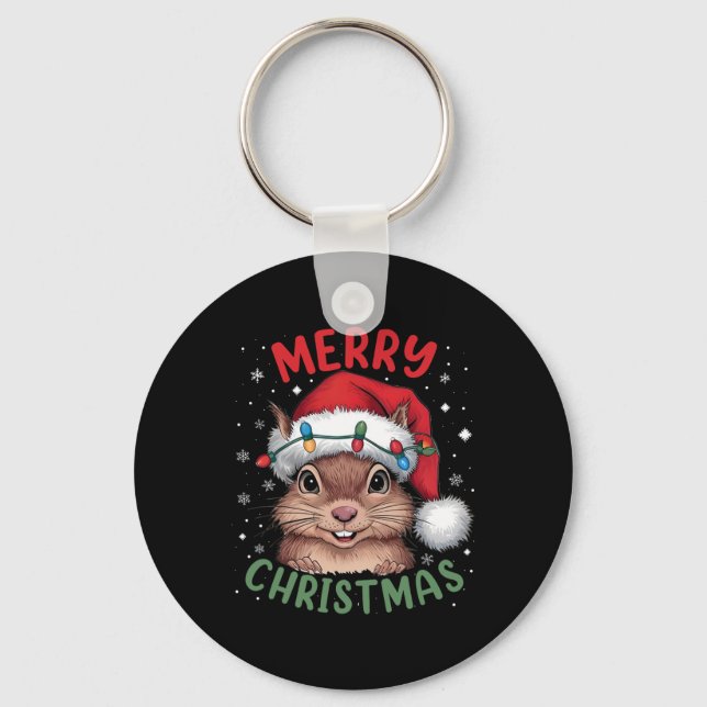 Squirrel julgran lampor Xmas Sweater Män Wo Nyckelring (Framsida)