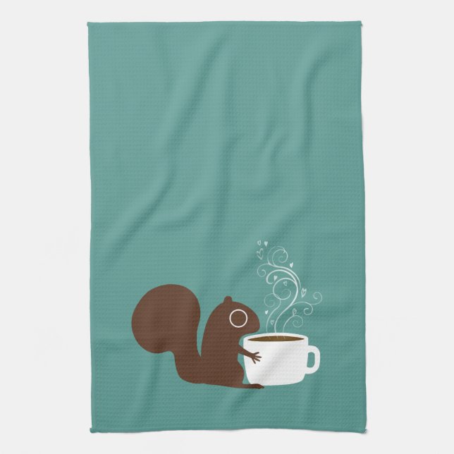 Squirrel Kaffe Älskare | Rolig Djurälskare Kökshandduk (Vertikal)