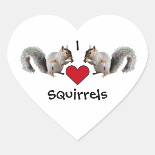 Squirrel Kärlek Hjärtformat Klistermärke