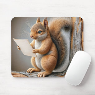 Squirrel Läsa en Papper Musmatta
