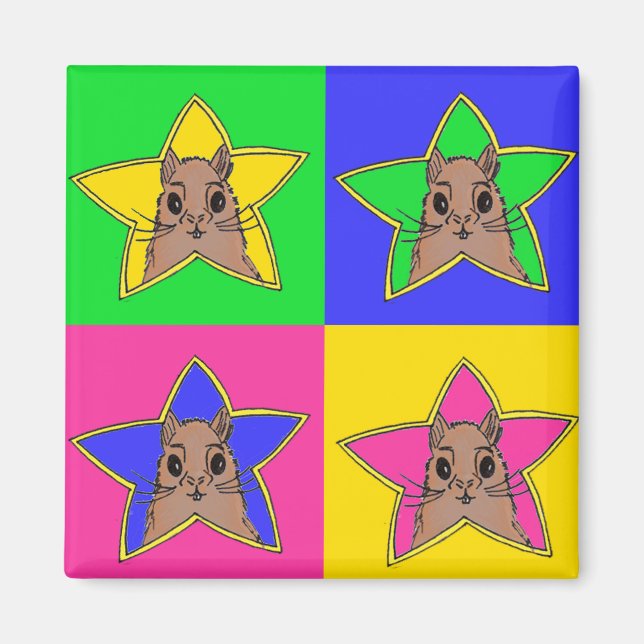 Squirrel Magnet 4 färg | Animaliskt Teckning origi (Framsidan)