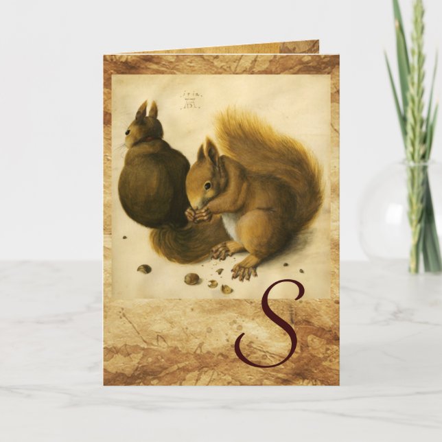 SQUIRREL MED NÖT MONOGRAM ANTECKNINGSKORT (Framsida)