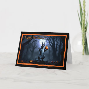 Squirrel med Pumpkin Halloween Card Kort