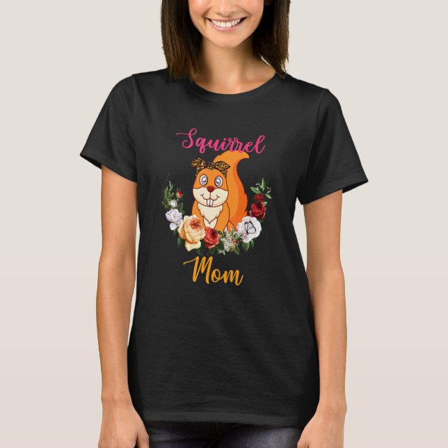 Squirrel Mom Floral Squirrel Bow Tie Lover Mother' T Shirt (Framsida)