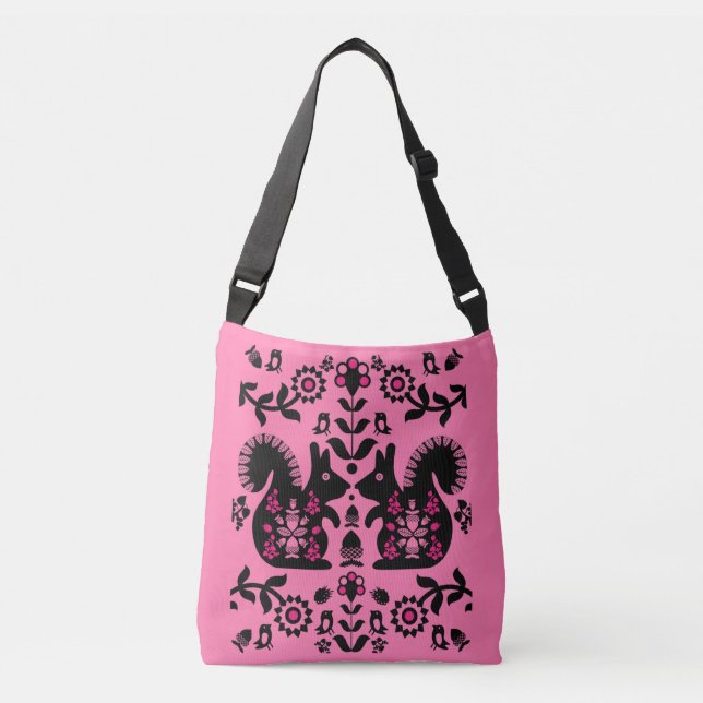 Squirrel Nordic Scandinavian FolArt Axelväska (Framsida)