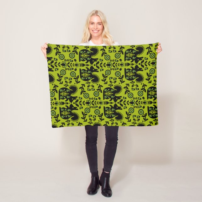 Squirrel Nordic Scandinavian FolArt Fleecefilt (På plats)