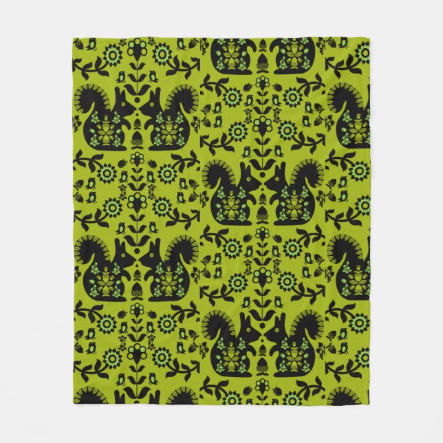 Squirrel Nordic Scandinavian FolArt Fleecefilt (Framsidan)