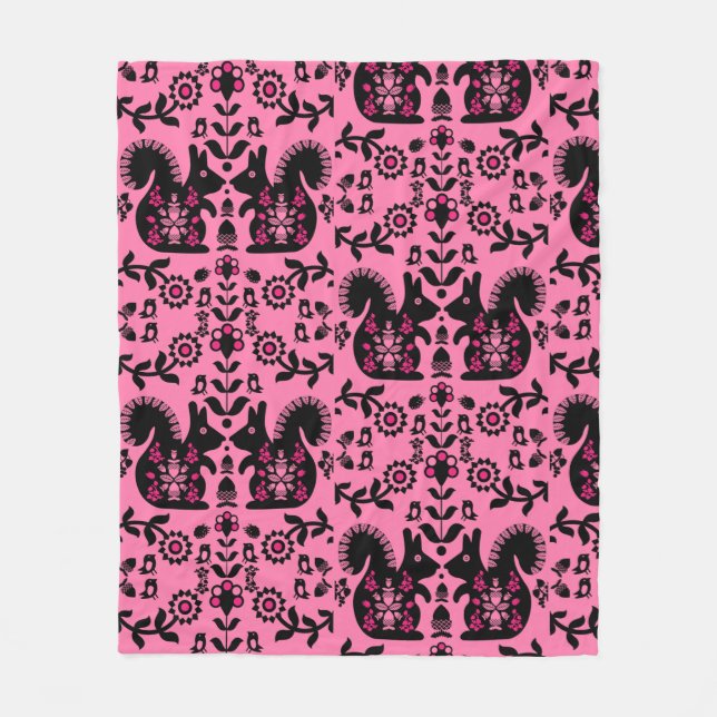 Squirrel Nordic Scandinavian FolArt Fleecefilt (Framsidan)