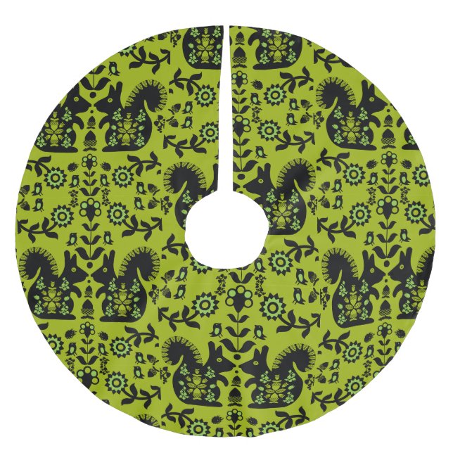 Squirrel Nordic Scandinavian FolArt Julgransmatta Borstad Polyester (Framsidan)