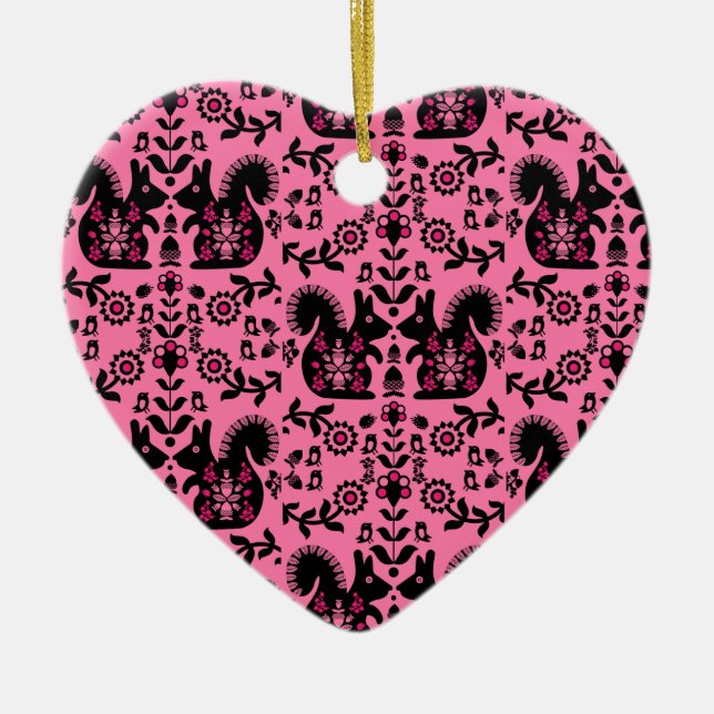 Squirrel Nordic Scandinavian FolArt Julgransprydnad Keramik (Framsidan)