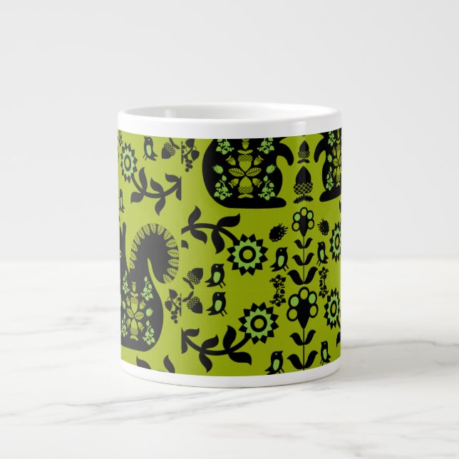 Squirrel Nordic Scandinavian FolArt Jumbo Mugg (Framsidan)