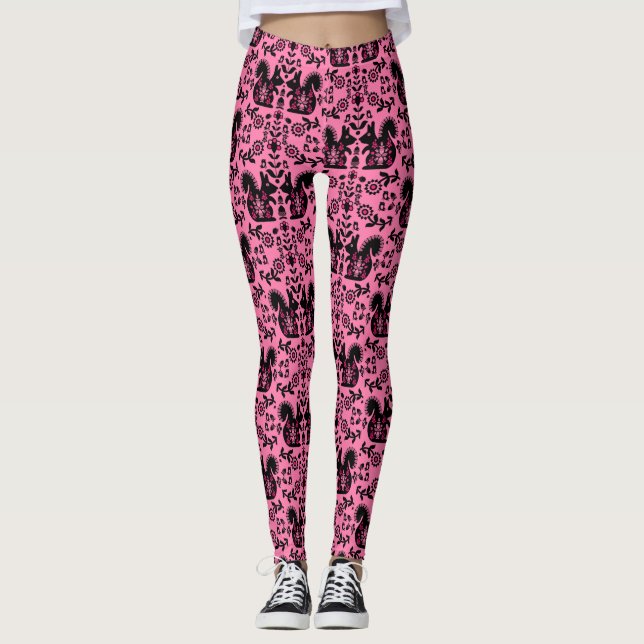 Squirrel Nordic Scandinavian FolArt Leggings (Framsida)