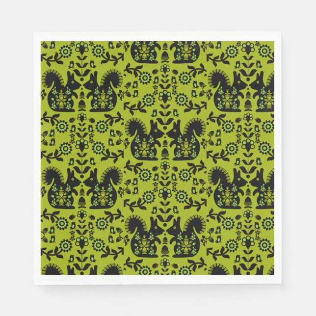 Squirrel Nordic Scandinavian FolArt Pappersservett (Framsidan)