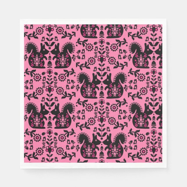 Squirrel Nordic Scandinavian FolArt Pappersservett (Framsidan)