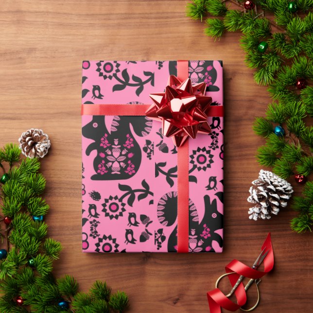 Squirrel Nordic Scandinavian FolArt Presentpapper (Julgåva)