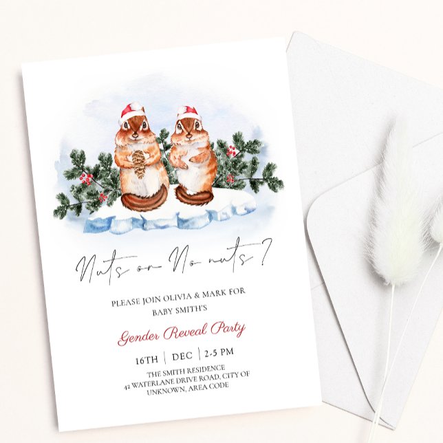 Squirrel Nöt Jul Winter Gender Reveal Inbjudningar (Skapare uppladdad)