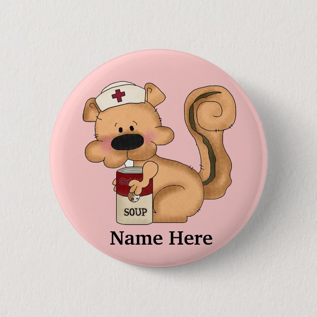 Squirrel Nurse Button Knapp (Framsida)