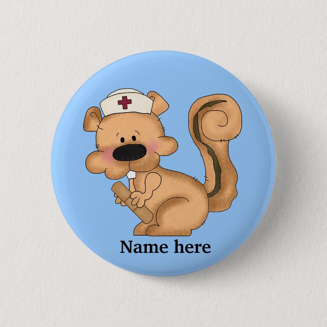 Squirrel Nurse Button Knapp (Framsida)