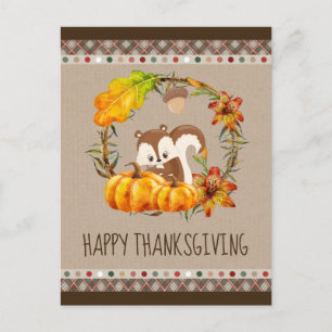 Squirrel och Pumpkins Happy thanksgiving Helg Vykort