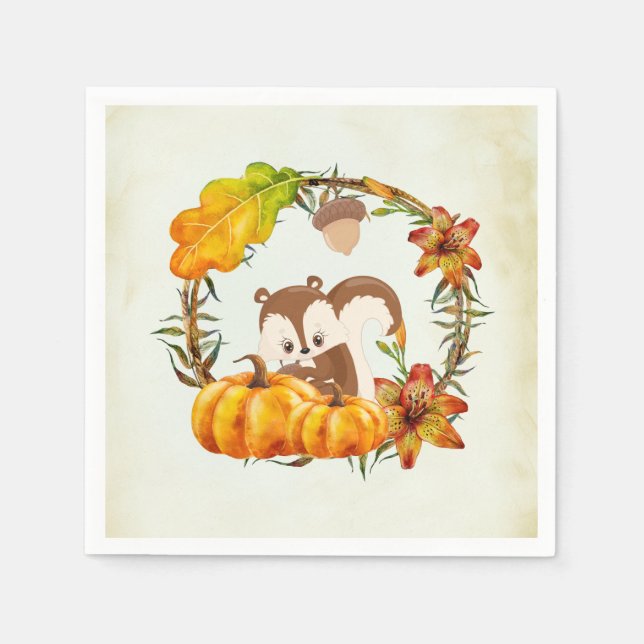 Squirrel och Pumpkins Rustic WAN Pappersservett (Framsidan)