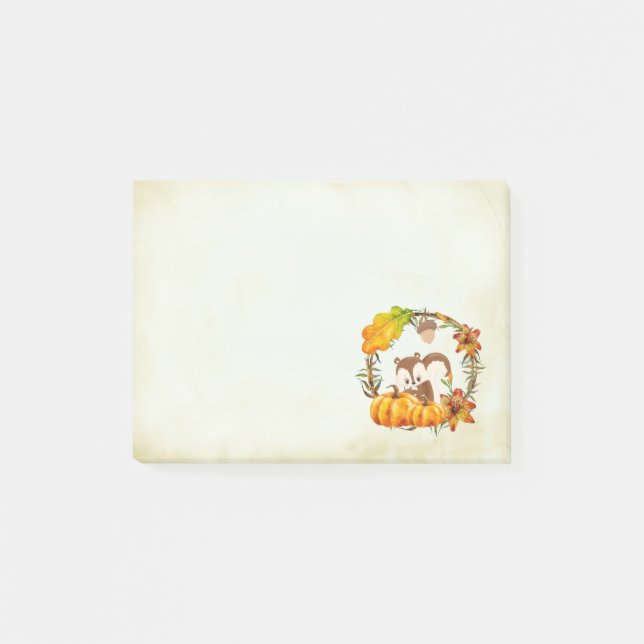 Squirrel och Pumpkins Rustic WAN Post-it Block (Framsida)