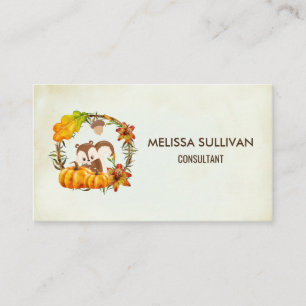 Squirrel och Pumpkins Rustic WAN Visitkort